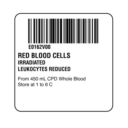 Nevs ISBT 128 Red Blood Cells 2" x 2" BBC-0162